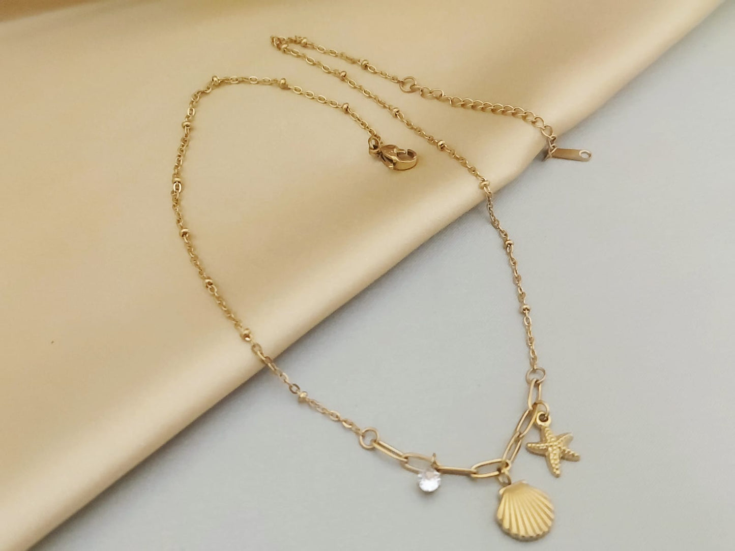 Stainless Steel 18K Gold Plated Seashell Necklace