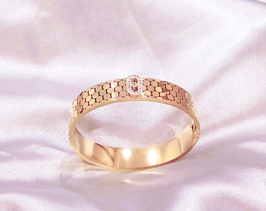Stainless Steel 18K Gold Plated Honeycomb Bangle Bracelet