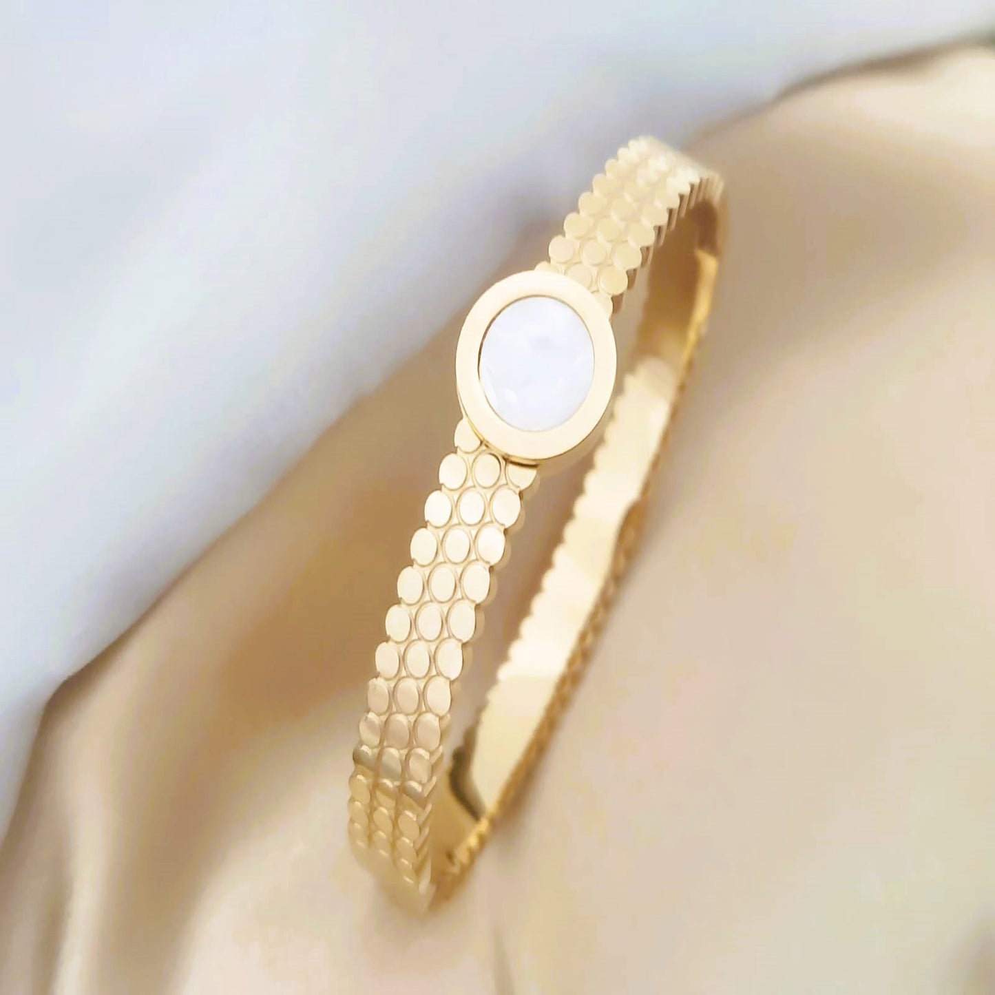 Stainless Steel 18K Gold Plated Bangle Bracelet