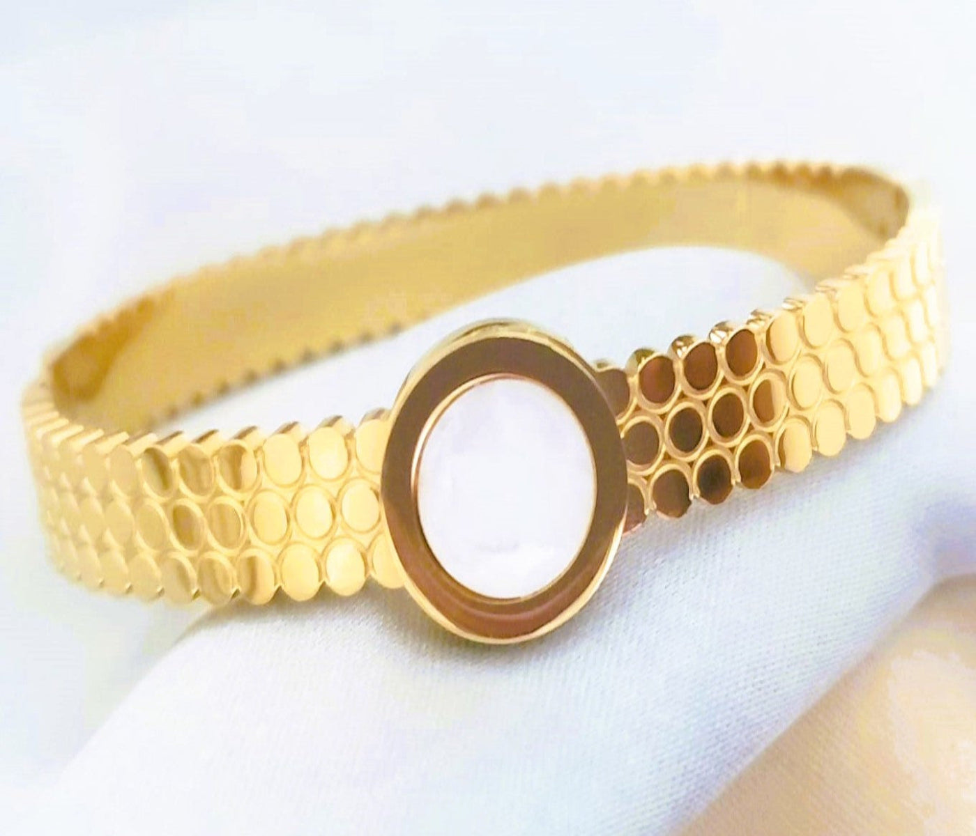 Stainless Steel 18K Gold Plated Bangle Bracelet